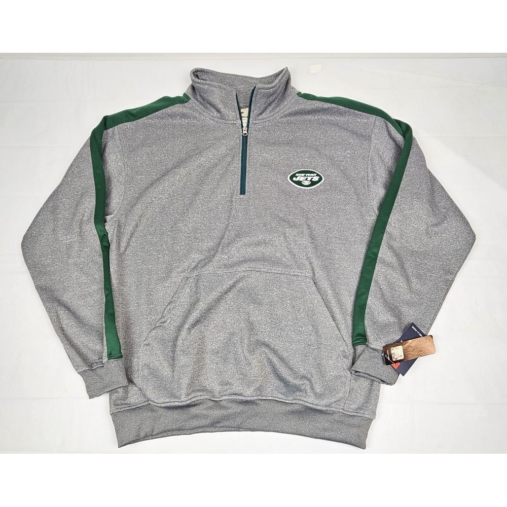 Fanatics New York Jets Pullover Mens XLT. NFL Football Qt Zip Grey Sweater. NWT